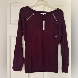 New York & Co. Purple Sweater with Gold Zipper Accents / Size Large / NWT